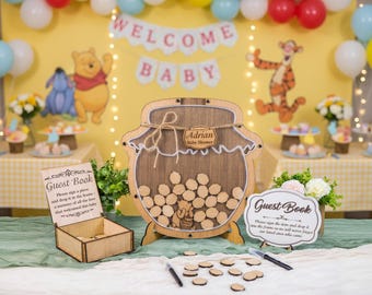 Personalized Honey Pot Guest Book | Classic Winnie the Pooh Baby Shower Guestbook Alternative, First Birthday
