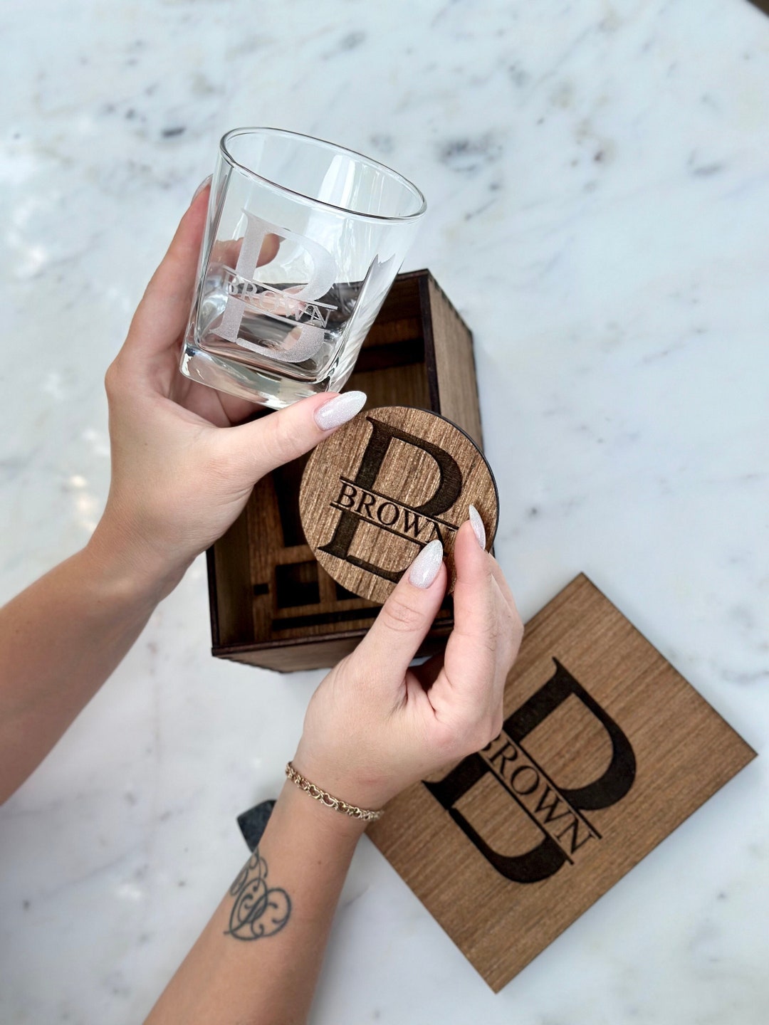 Custom Whiskey Glass Set, Personalized Whiskey Glasses, Whiskey Glasses in Wooden Box, Groomsmen ...