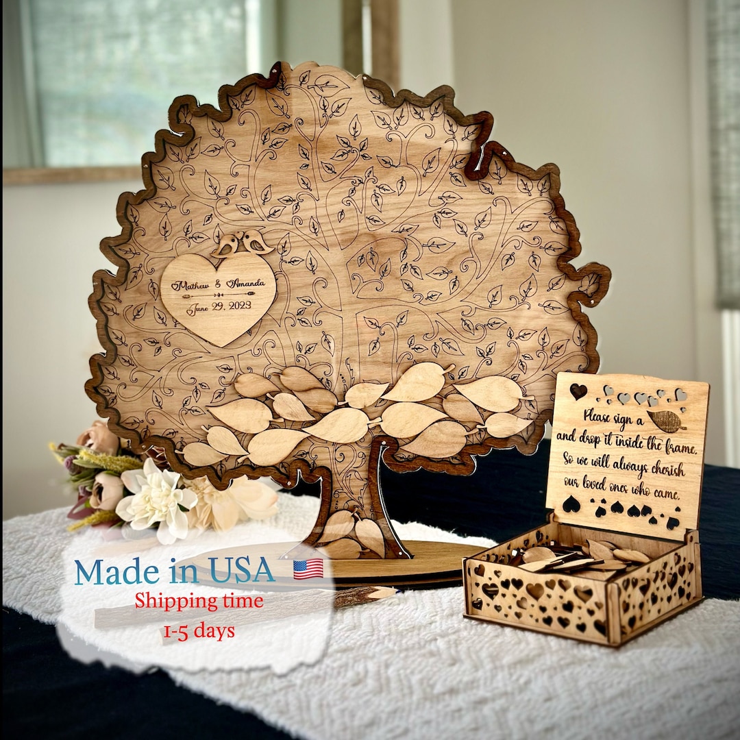 TREE & LEAVES Wedding Guest Book Alternative, Wedding Guest Book, Tree
