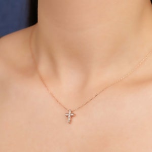 14K Solid Gold Cross Necklace 925K Sterling Silver Gift Cross Necklace Necklace for Women Gift for Her  Christmas Gift for Mom