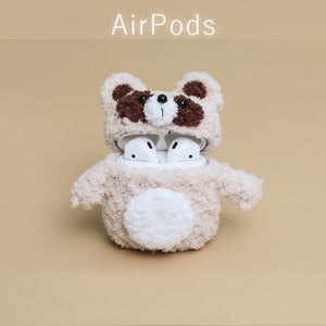 UnnFiko Super Cute Fluffy Dog Case, 3D Cartoon Teddy AirPods Soft Fur  Protective Case Covers (Fluffy Teddy Brown)