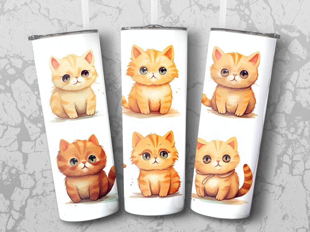 Cute Orange Tabby Cat Tumbler Wrap, 20oz Insulated Drinkware, Kitten