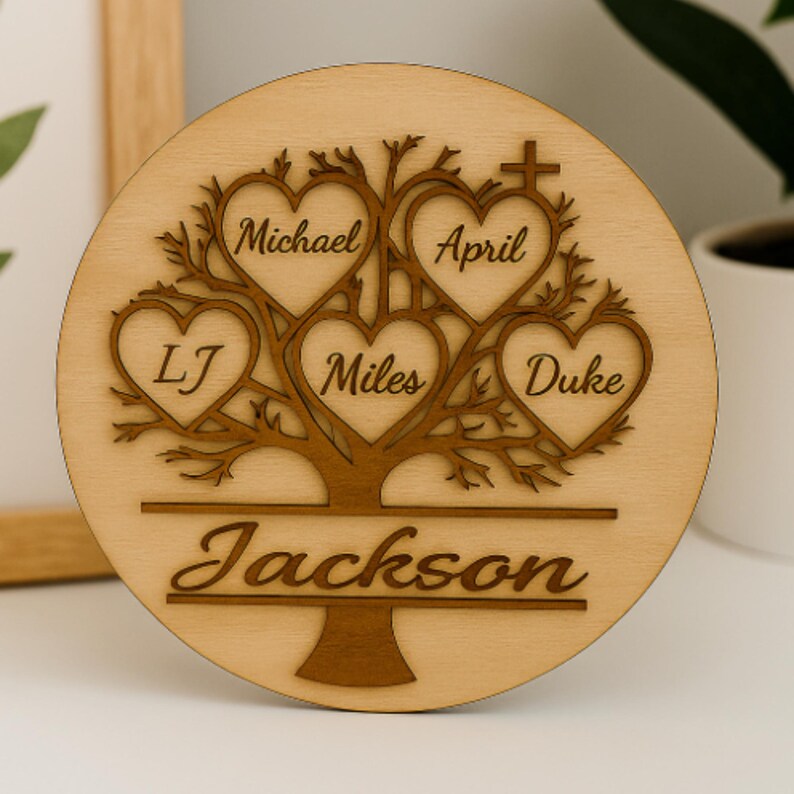 Personalized Family Tree Wood Sign – Custom Names – Grandma Gift ...