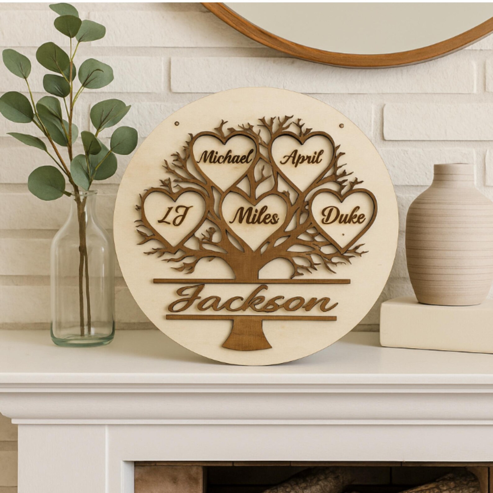 Personalized Family Tree Wood Sign – Custom Names – Grandma Gift ...