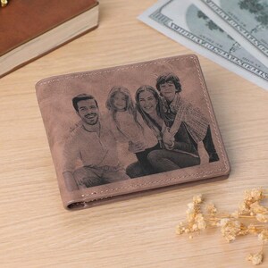 Carteras con foto personalizadas Cartera para hombre con texto personalizado y foto Regalos para el día del padre para hombres
