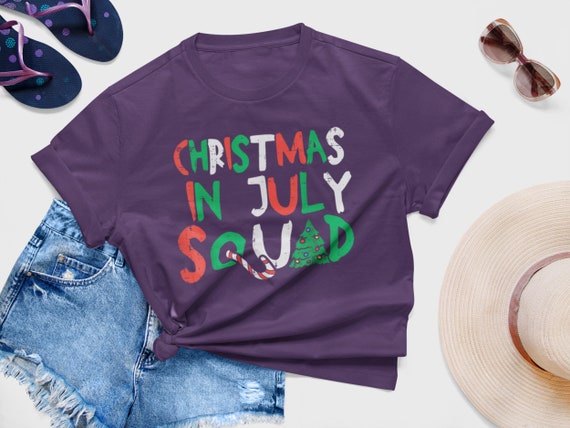 Christmas in July Shirt, US Flag Christmas in July Tshirts, Summer Holiday Santa Claus Shirt, USA Family Summer Vacation Tee, Patriotic Gift