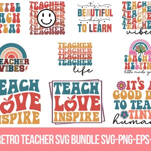 Retro Teacher Svg Bundle, Teacher Svg, Back to School Svg, Teacher Life ...