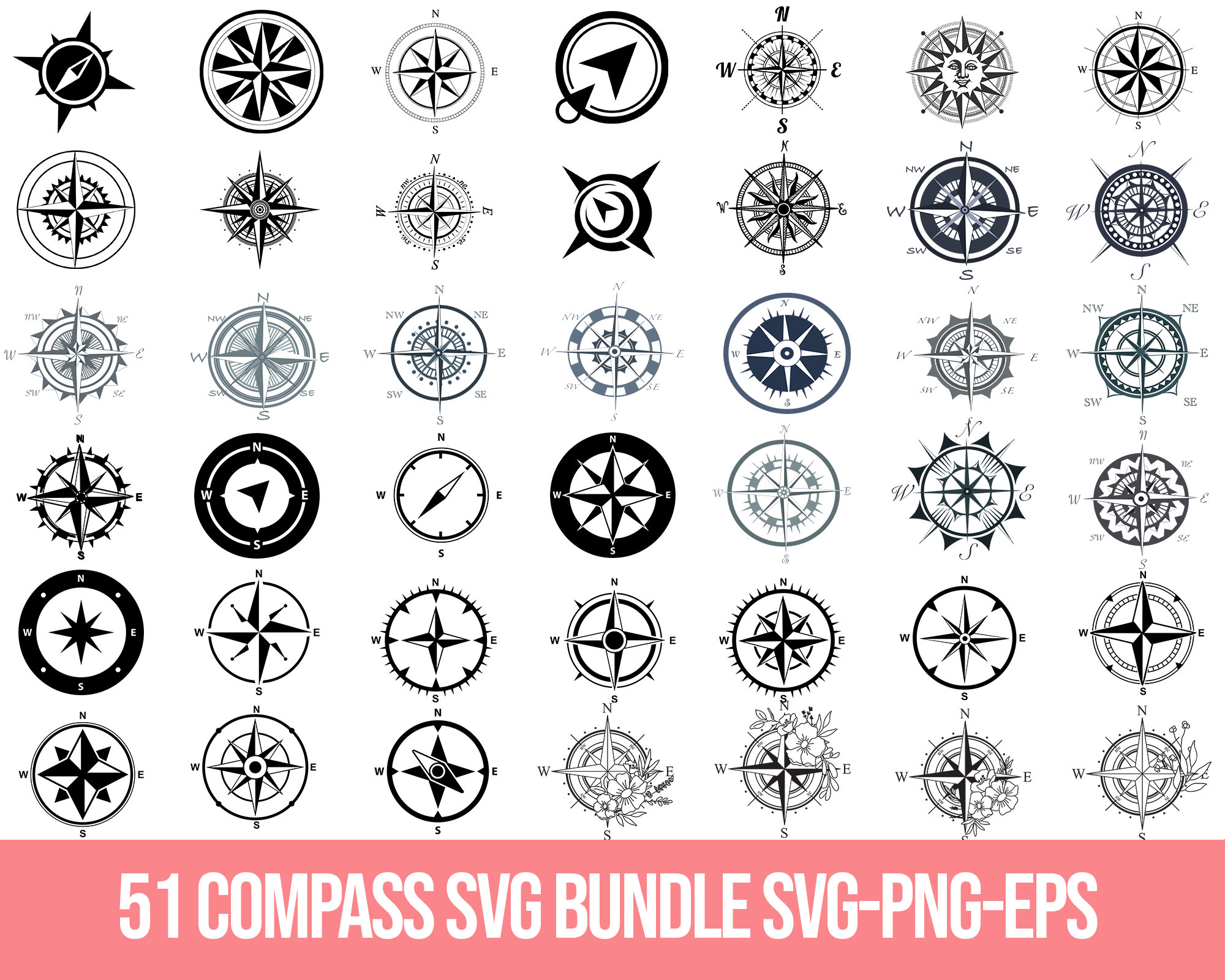 Compass Svg. Nautical compass Svg. Compass Rose Svg. Compass Star Svg.  Compass clipart. Cricut, Silhouette, cut file, shirt, svg dxf jpg png