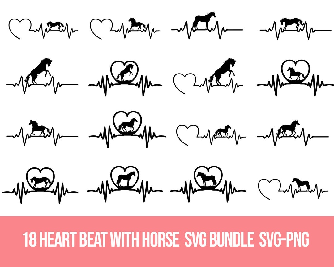 HerzSchlag mit Pferd SVG Bundle, Pferd SVG, Pferd SVG, Pferde SVG