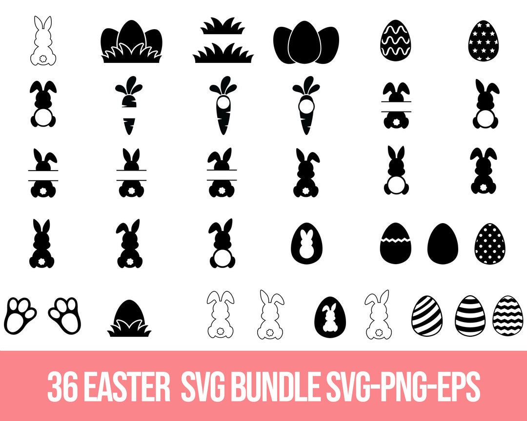 Easter Monogram Svg, Easter Svg Bundle, Happy Easter Svg, Bunny Face
