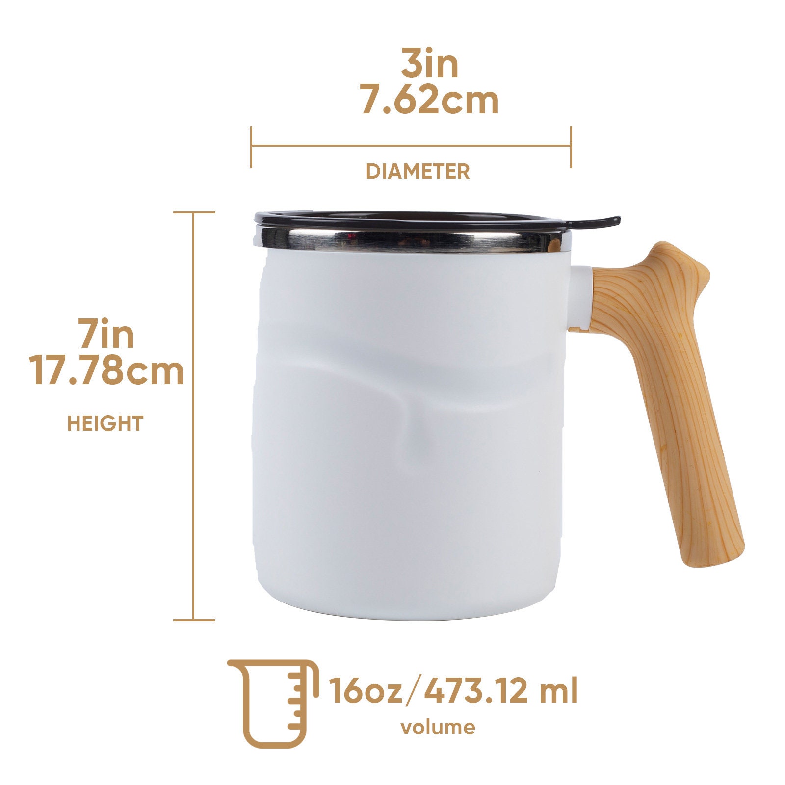 White Wooden Handle Large Capacity Coffee Mug, Mug, Wooden Handle Design, Easy to Hold Coffee