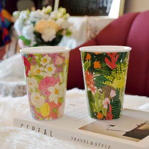 Floral Embossed Coffee Mug – 450ml Artistic Botanical Series, Flower Garden lover, best gift for her, Mother&#39;s day gifts