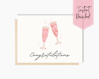 Congratulations Card Printable | Engagement Congrats Card Printable