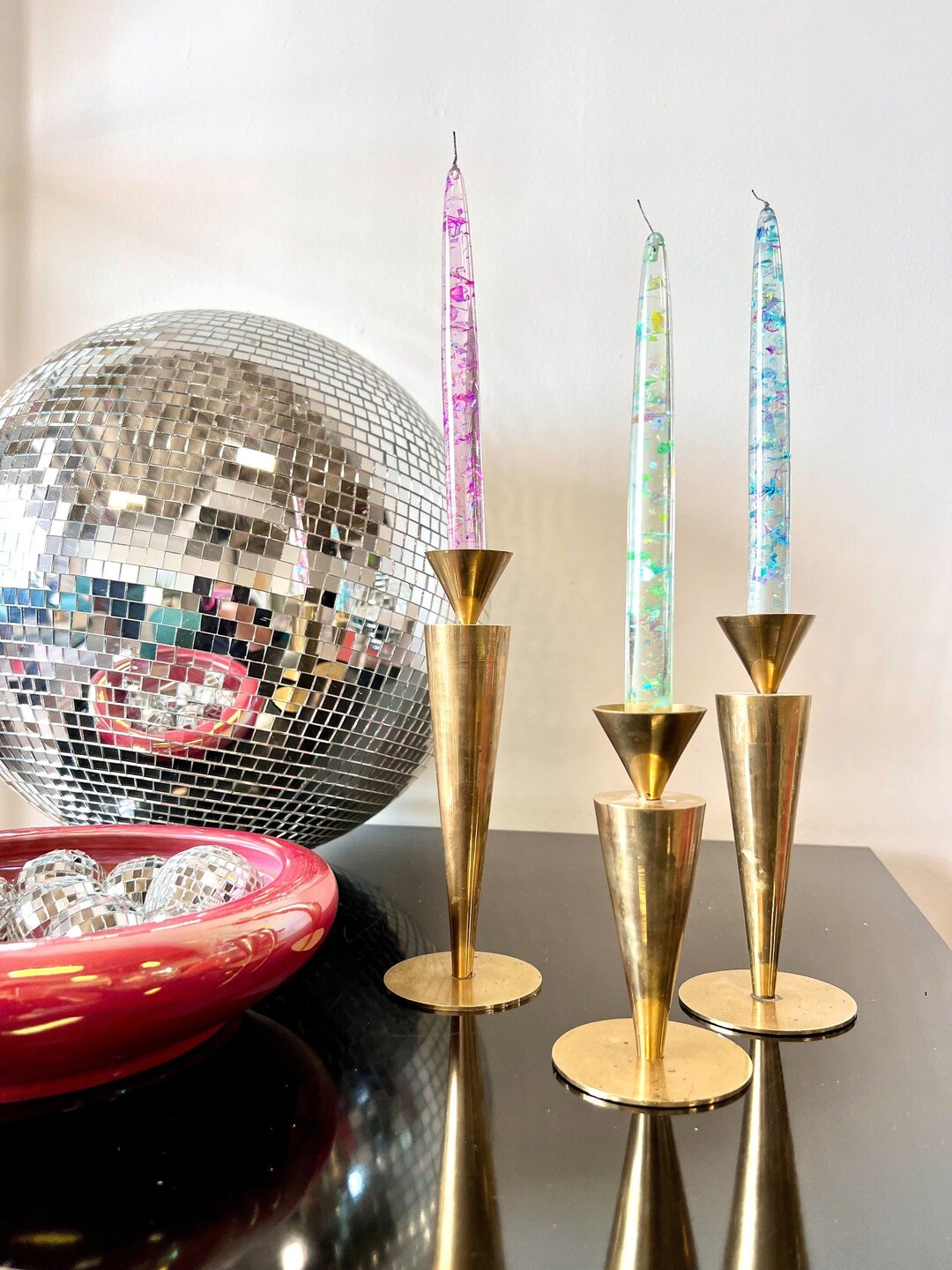 Handmade Iridescent Lucite Candles Vintage Inspired Transparent Etsy