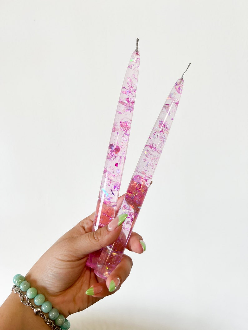 Handmade Iridescent Lucite Candles Vintage Inspired Transparent Etsy