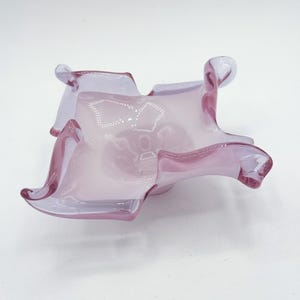 Vintage Italian Lavender Art Glass Dish with Swirled Edges by V.A.N. Crystal