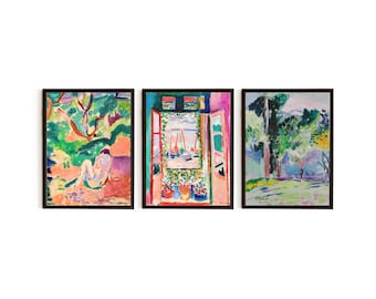 Lot de 3 affiches Matisse non encadrées – Posters art moderne abstrait – Triptyque décoration murale salon chambre  – A3 A4