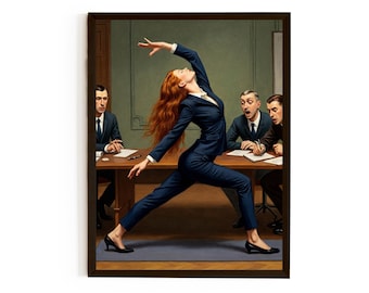 Funny Office Wall Art - The Power Pose Print - Quirky Empowerment Decor - Coworker Gift - Work Office Humor -  Motivational Art Print