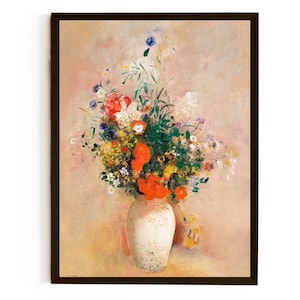 Vase of Flowers  by Odilon Redon Wall Art , Nature Painting ,vintage Botanical Art