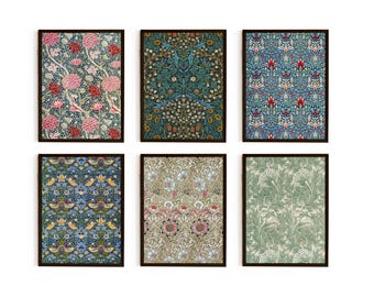 Set of 6 24x36 Inch William Morris Botanical Floral Prints - Vintage Art Prints for Living Room, Home Office Wall Decor *US orders DDP*