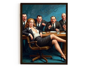 Boss Lady Art Print – Retro Powerful Woman Office Decor – Business Empowerment Wall Art – Woman Boss Inspirational Print *US orders DDP*