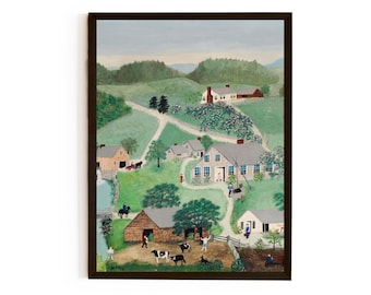 Grandma Moses "The Old Oaken Bucket" Art Print | Vintage American Folk Art Landscape Painting *US orders DDP*