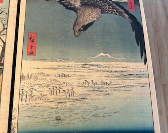 Utagawa Hiroshige  Woodblock Print "Jumantsubo Plain at Fukagawa"  Ukiyo-e Japanese Landscape Art on 18x24" Natural Wood Panel, 1/2" Thick