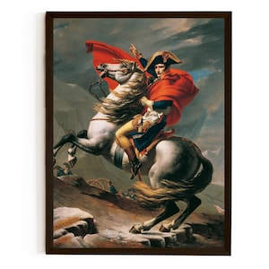 Napoléon traversant les Alpes, Jacques-Louis David, affiche vintage, décoration d'art vintage français, affiche Bonaparte, art mural cheval