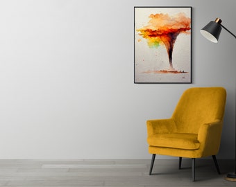 Watercolor Tornado Wall Art DIGITAL DOWNLOAD, poster, art prints, home wall decor