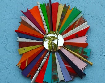 Colorful Sunburst Wall Mirror - Starburst - Happy Day - One of a Kind - Made in America - Modern Wall Art - Hand Made - You Look Marvelous