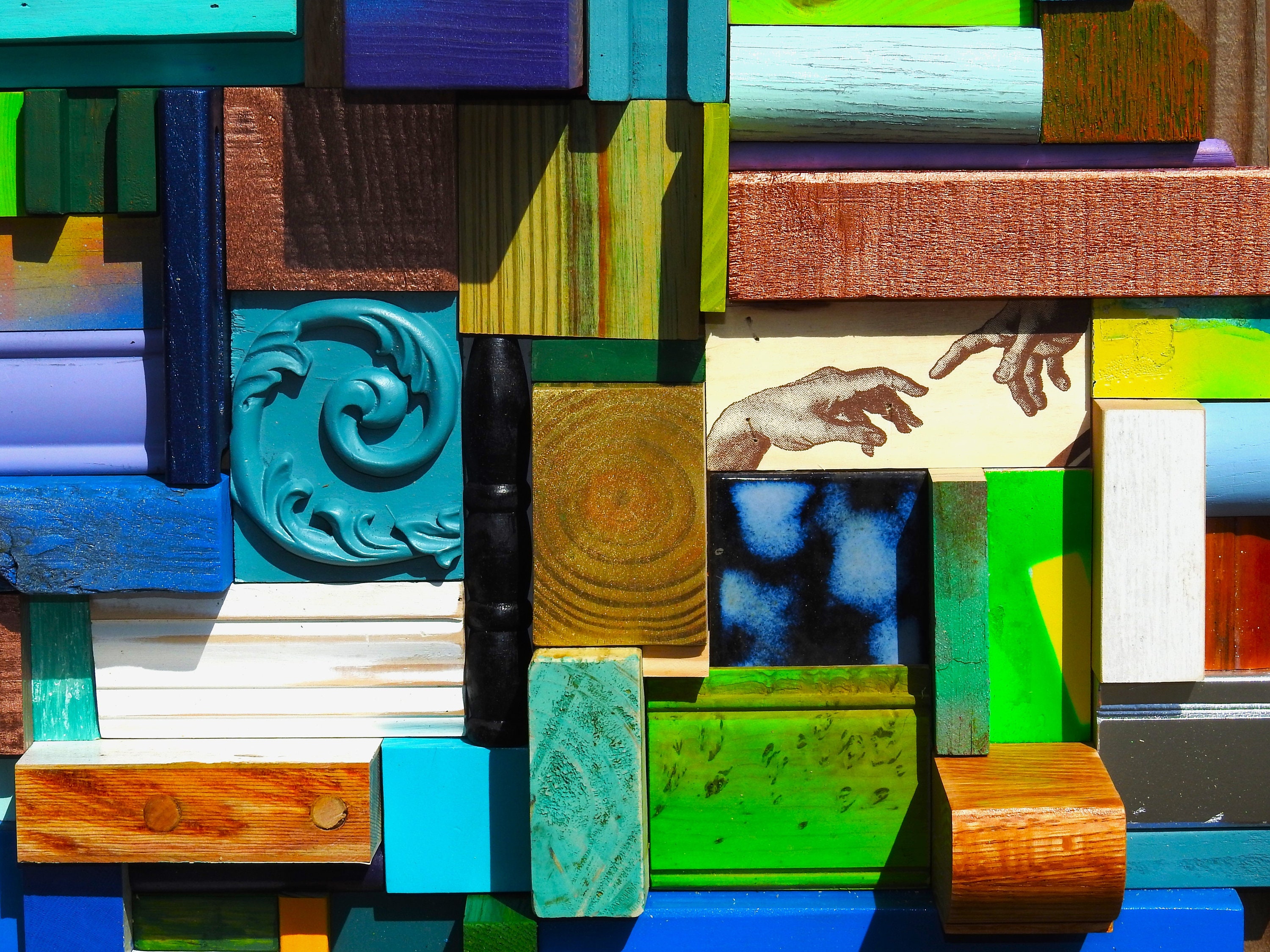 Blue Heart Big Block Heart Love Collage of Wooden Blocks Colorful Blues ...