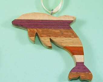 Dolphin Wood Ornament - Unique Handmade - Save Our Oceans - Wild and Free - Miami Dolphins - Coastal Living - Salt Life - Christmas - OOAK