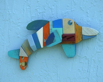 Mini Delfín Big Block Arte de Pared - Vida Marina - Vida Salada - Aleta - Hecho a Mano - Pieza Única - Hecho en Estados Unidos - Delfines de Miami - Mamífero