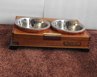 Raised Feeding Station - Pampered Pooch - Cigar Box Pet Bowls - Pet Lovers - Cigar Lovers - One of a Kind - Handcrafted - Dog or Cat