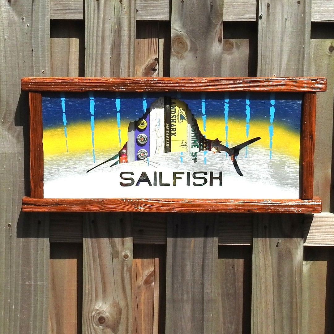 Sailfish map Shadow Box Florida Keys Fishing Adventure Nautical Sense Conch Republic Key West