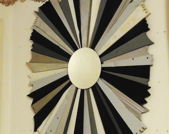 Black and White Mirror Starburst - One of a Kind - Made in America - Silver and Gray Rays - Darkness & Light - Sheol