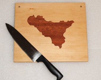 Tabla de cortar de Sicilia - Tabla de cortar de madera dura - Hecha a mano - Hecha en Estados Unidos - Pieza única - Tabla para embutidos - Cocina italiana -