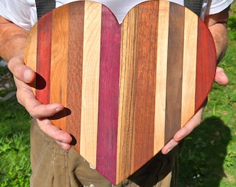 Valentines Day - Handmade Exotic Wood Heart Cutting Board - Charcuterie Serving Tray - OOAK - Natural - Chef's Kitchen - Wedding Gift