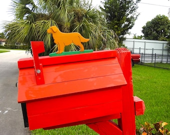 Golden Retriever Wooden Mailbox with Topper - Puppy Love - Doghouse Mailbox - Chow Hound - Hunting Dog - Handmade - Dogs Rule