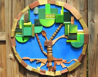 Tree of Life - 3D Art Wall Sculpture - Shalom - Peace - Paz - Garden of Eden - Wisdom - Recycled woods - Hand Made - Earth Day - Sustainable