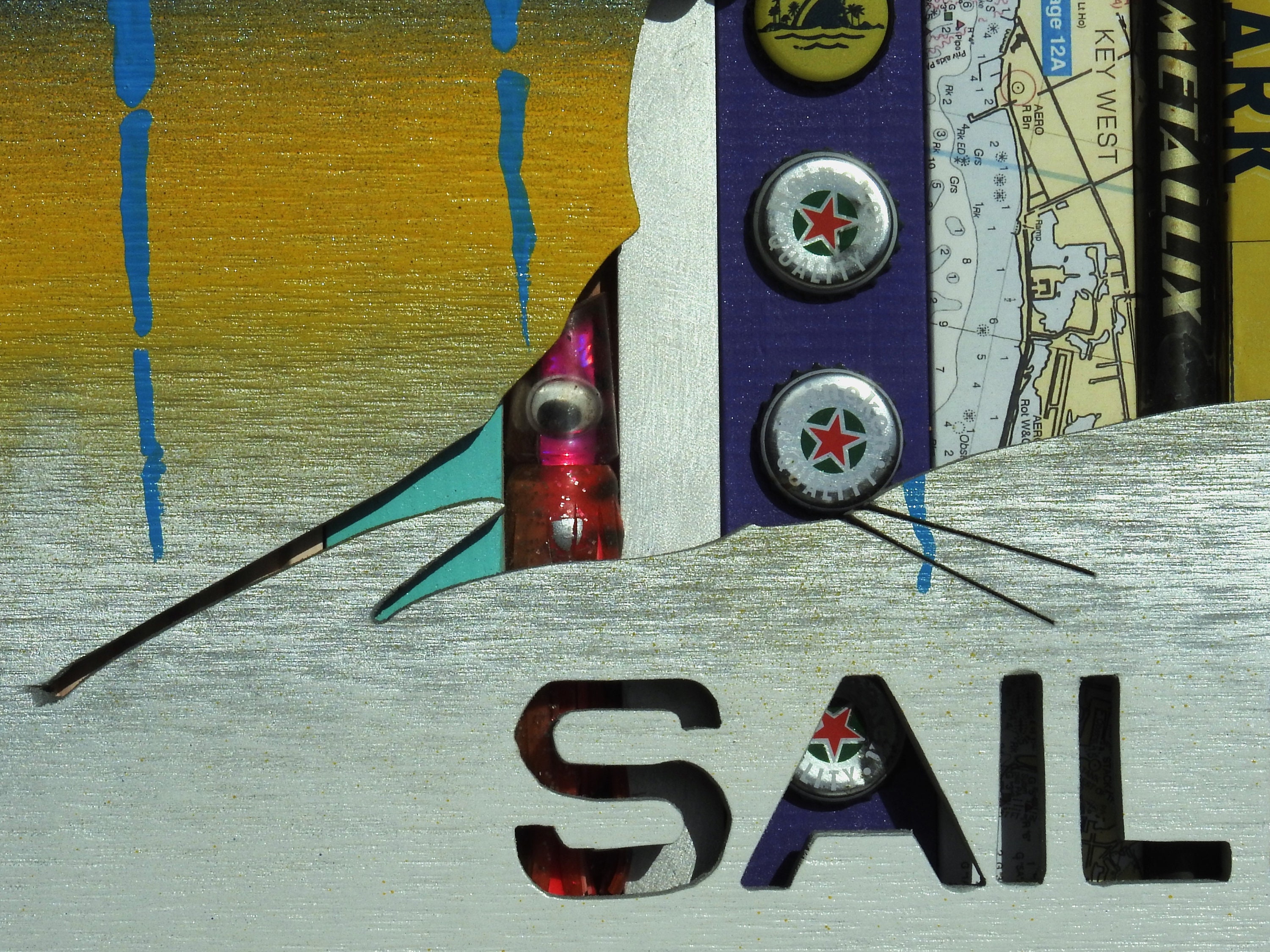 Sailfish map Shadow Box Florida Keys Fishing Adventure Nautical Sense Conch Republic Key West