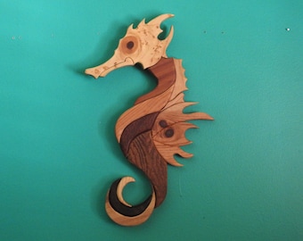 Large Speckled Spruce Seahorse - Caribbean Swimmer - One of a Kind - Hand Made - Natural Wood Large Seahorse - Nautical - Beach - Seaside