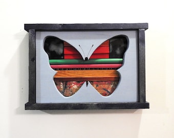 Butterfly Shadow Box - Nymphalidae - Fly Butterfly Fly - Wall Hanging - One of a Kind - Made in USA -