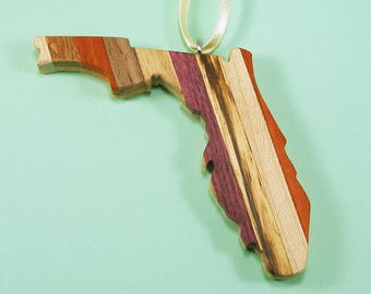 State of Florida Wood Ornament - Unique Handmade - Tropical Christmas - Coastal Living - Beach Life - Tropical Florida - One of a Kind