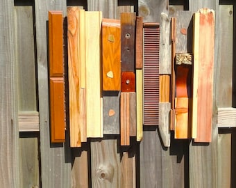 Large Sound Diffuser - All Natural Wood Strips - OOAK - Horizontal or Vertical - Music Room - Handmade - Recycle - Sustainable Art