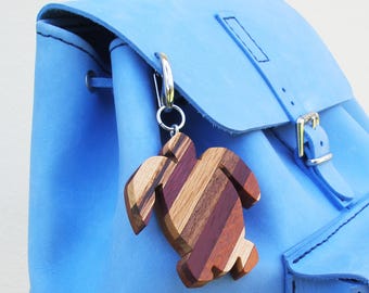 Sea Turtle Backpack Charm - Handmade Wood Ornament - Summer Bag - Purse Accessory - Marine Biology - Coastal Living - By the Sea - Beachy