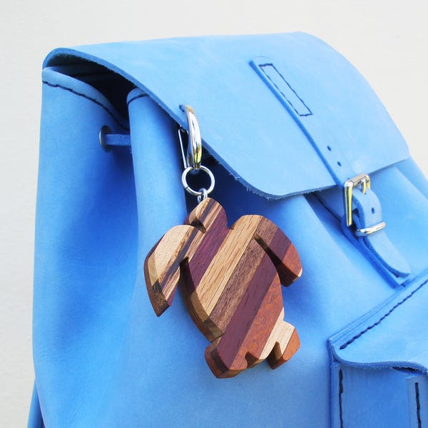 Sea Turtle Backpack Charm - Handmade Wood Ornament - Summer Bag - Purse Accessory - Marine Biology - Coastal Living - By the Sea - Beachy