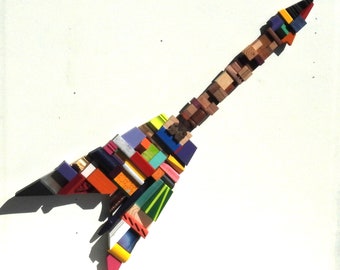 Electric Guitar Assemblage Art - Rock On - Colorful 3D Sculpture - Wall Hanging - Music Room - Musicians Art - Rock and Roll - One of a Kind