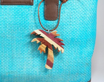 Palm Tree Purse Charm - Purse, Bag or Backpack Accessory - Save our Seas - Marine Biology - Tropical Florida - Wood Ornament - Handmade