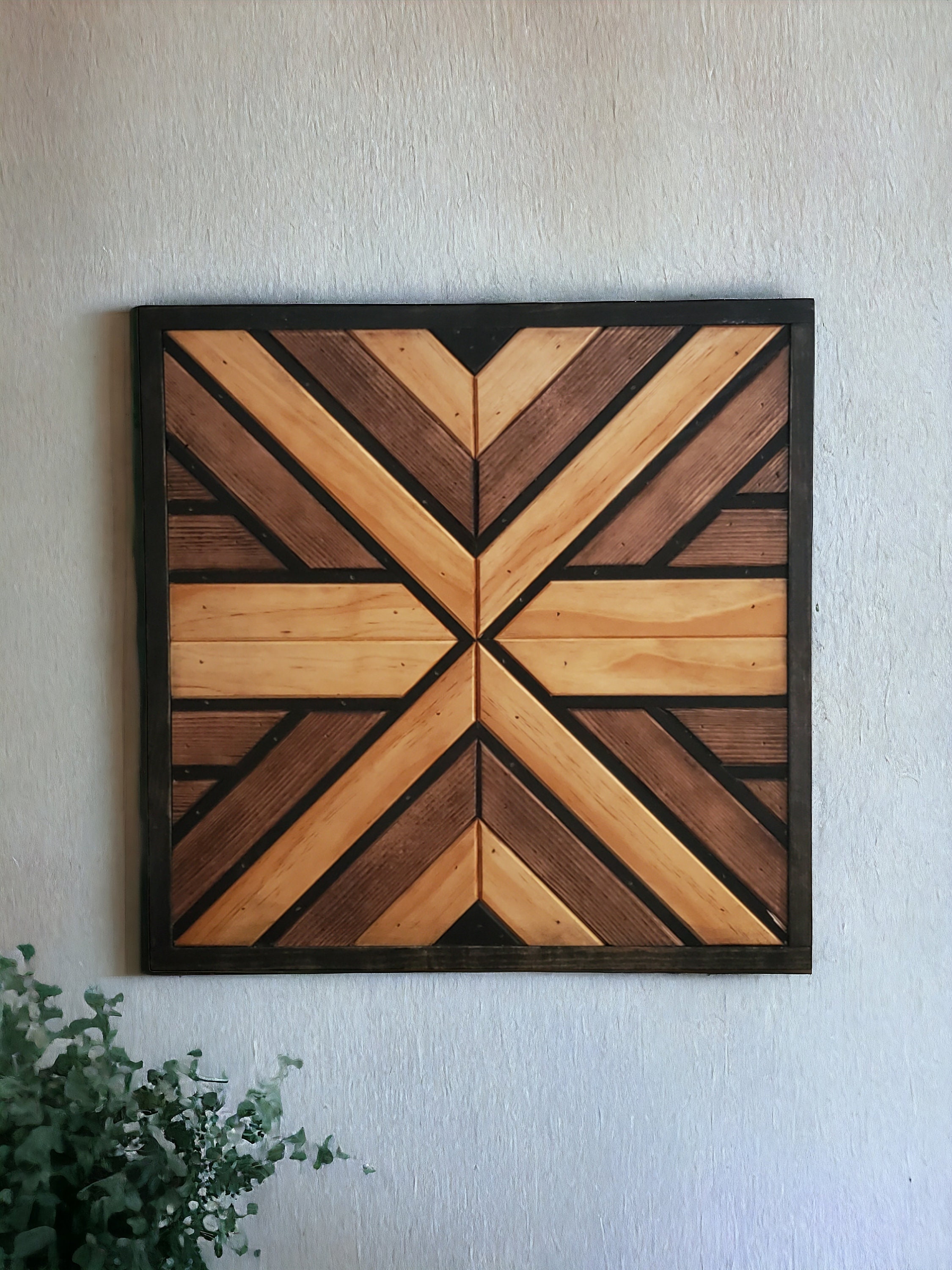Geometric Wood Wall Art Handcrafted Minimalist Home Decor Wood 
